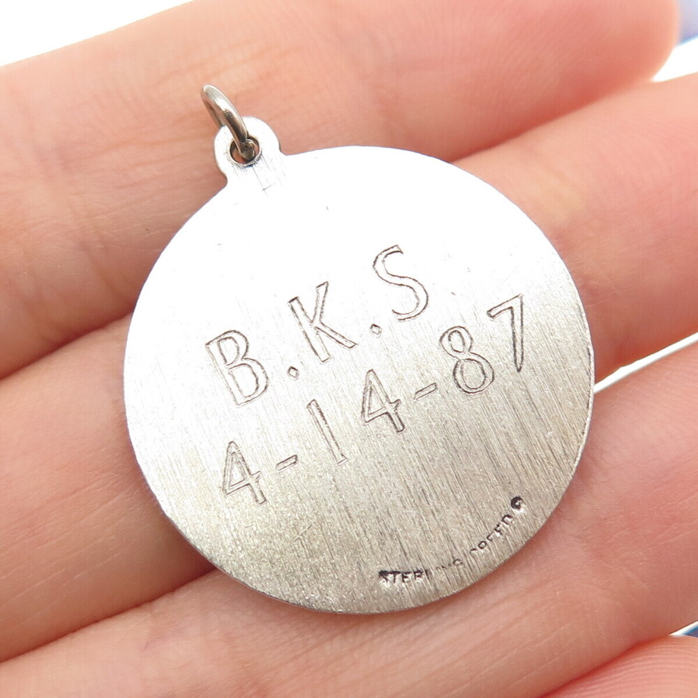 CREED 925 Sterling Silver Vintage Engraved St. Christopher Medal Charm Pendant - Picture 2 of 7